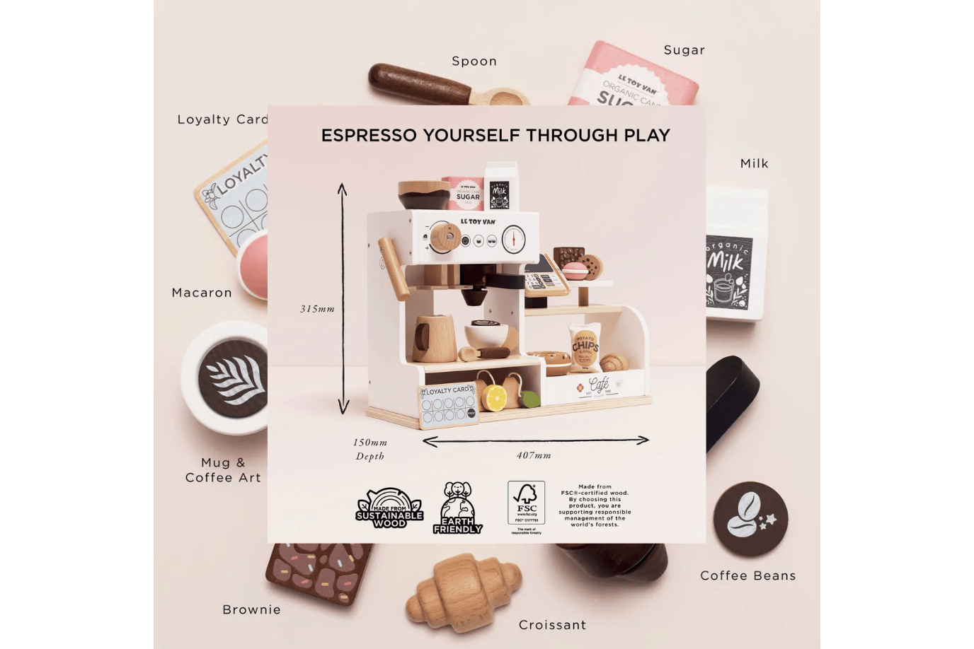 Fire the Imagination Le Toy Van Tabletop Barista Café Shop
