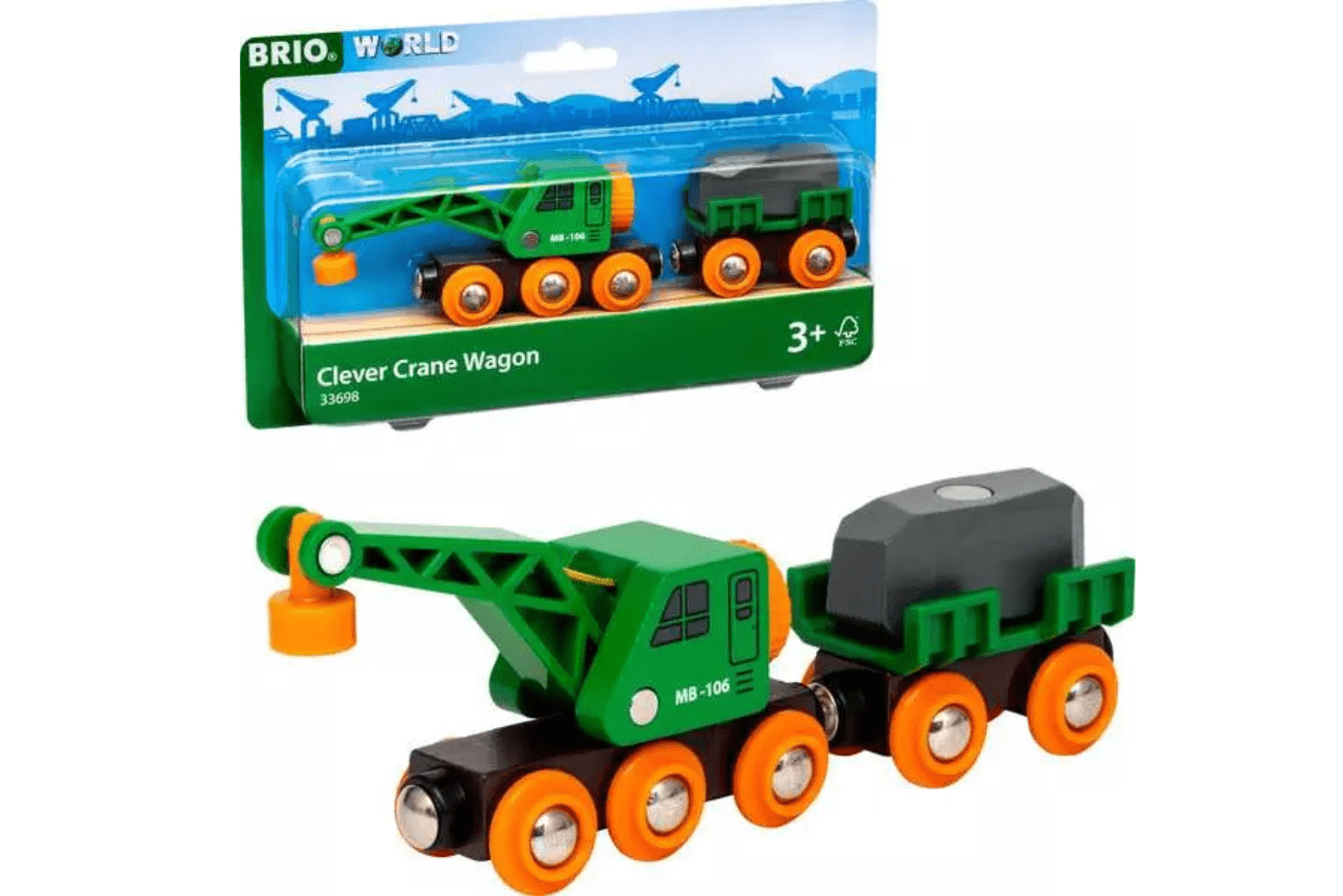 Brio Clever Crane Wagon, Brio, Brio accessories, wooden train set, best wooden train set, high quality wooden train set, best gifts for kids, The Montessori Room, Toronto, Ontario, Canada.
