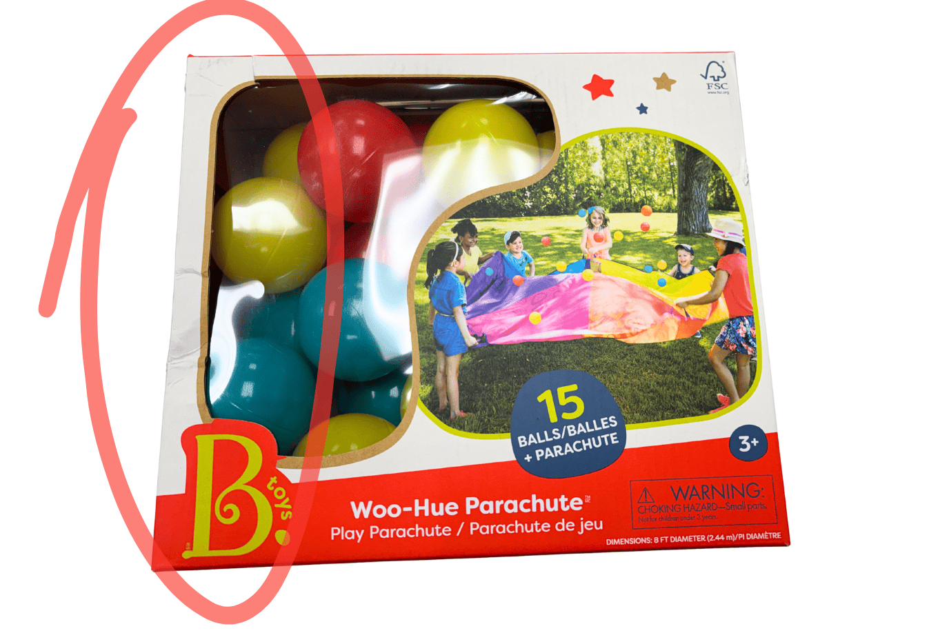 K.I.D. Toys Inc. Colourful Parachute and 15 Balls - Damaged Packaging - FINAL SALE