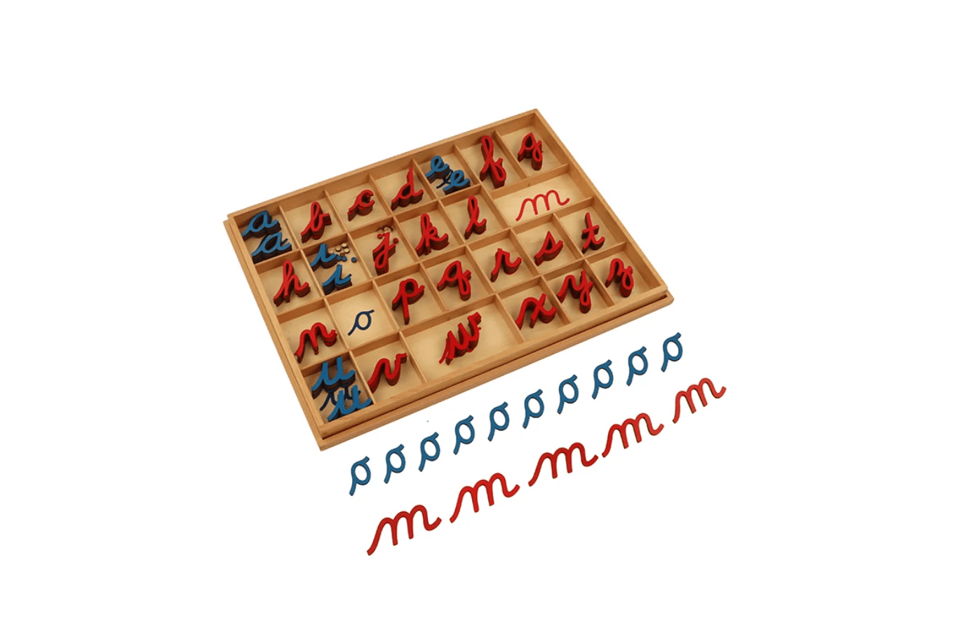 Adena Montessori Small Movable Alphabet with Box: Cursive