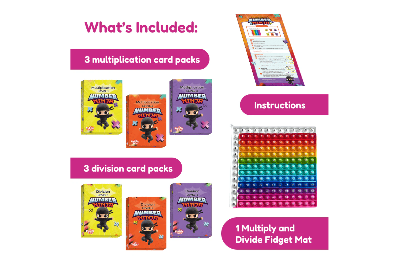 The Fidget Company Number Ninja Math Game - Ages 7 - 10