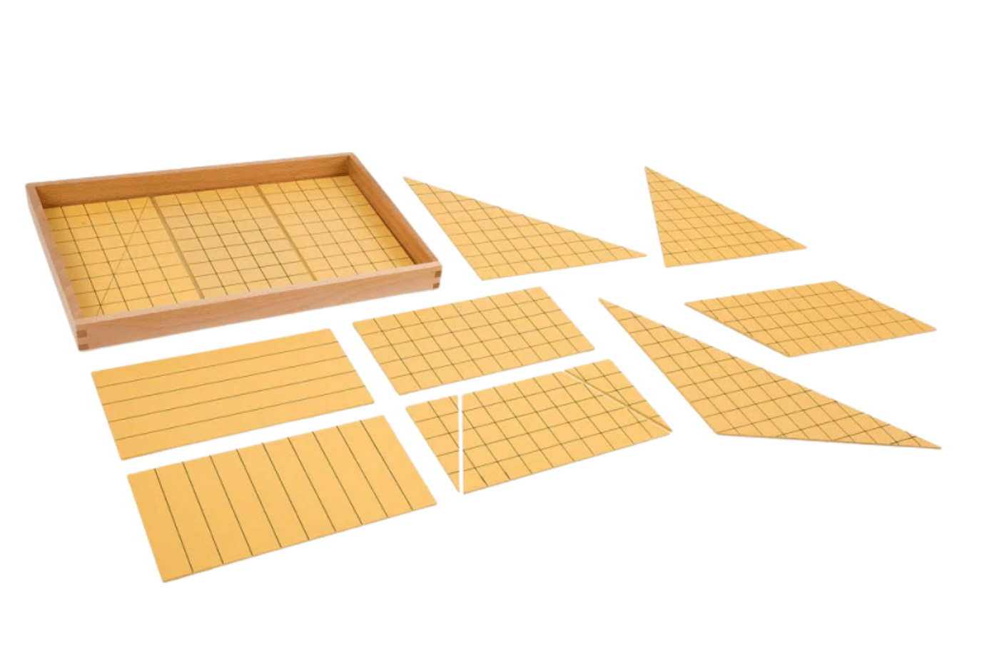 Adena Montessori Yellow Triangles for Area & Stand for Height