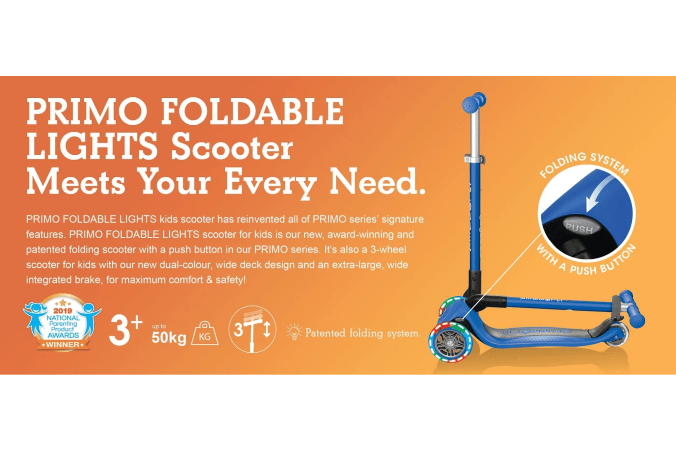 Incredible Novelties Globber Primo Foldable Scooter with Lights