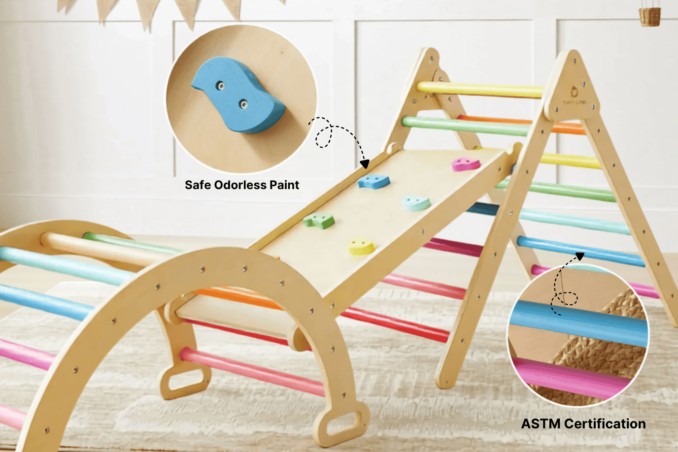 Tinyland Pikler Triangle Climbing Bundle - Rainbow