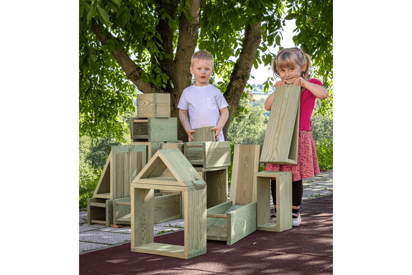 Fire the Imagination Erzi XL Outdoor Building Blocks and Marble Run