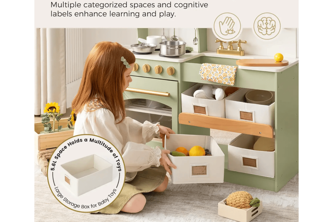 Tinyland Serenity Wooden Play Kitchen - Sage