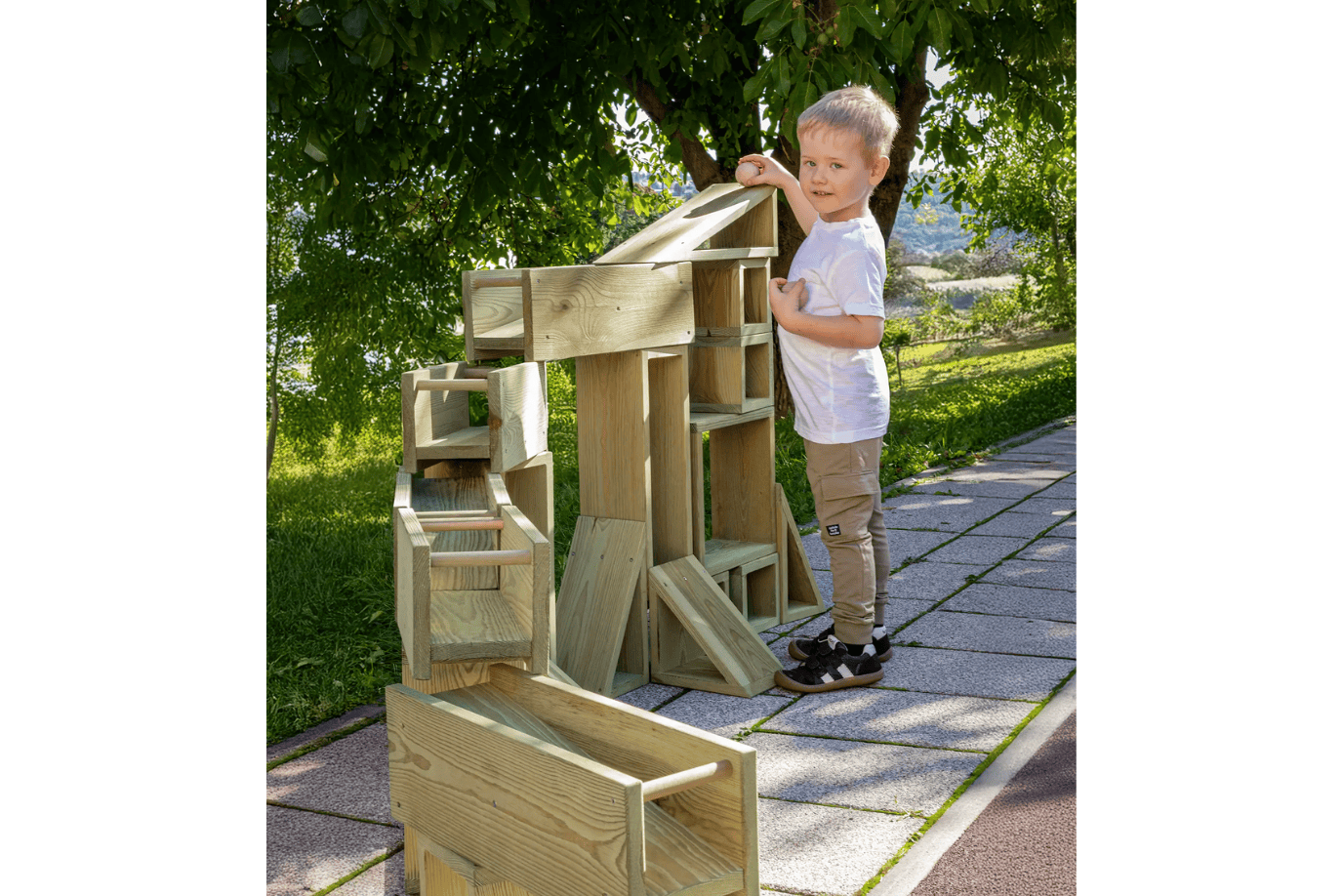 Fire the Imagination Erzi XL Outdoor Building Blocks and Marble Run