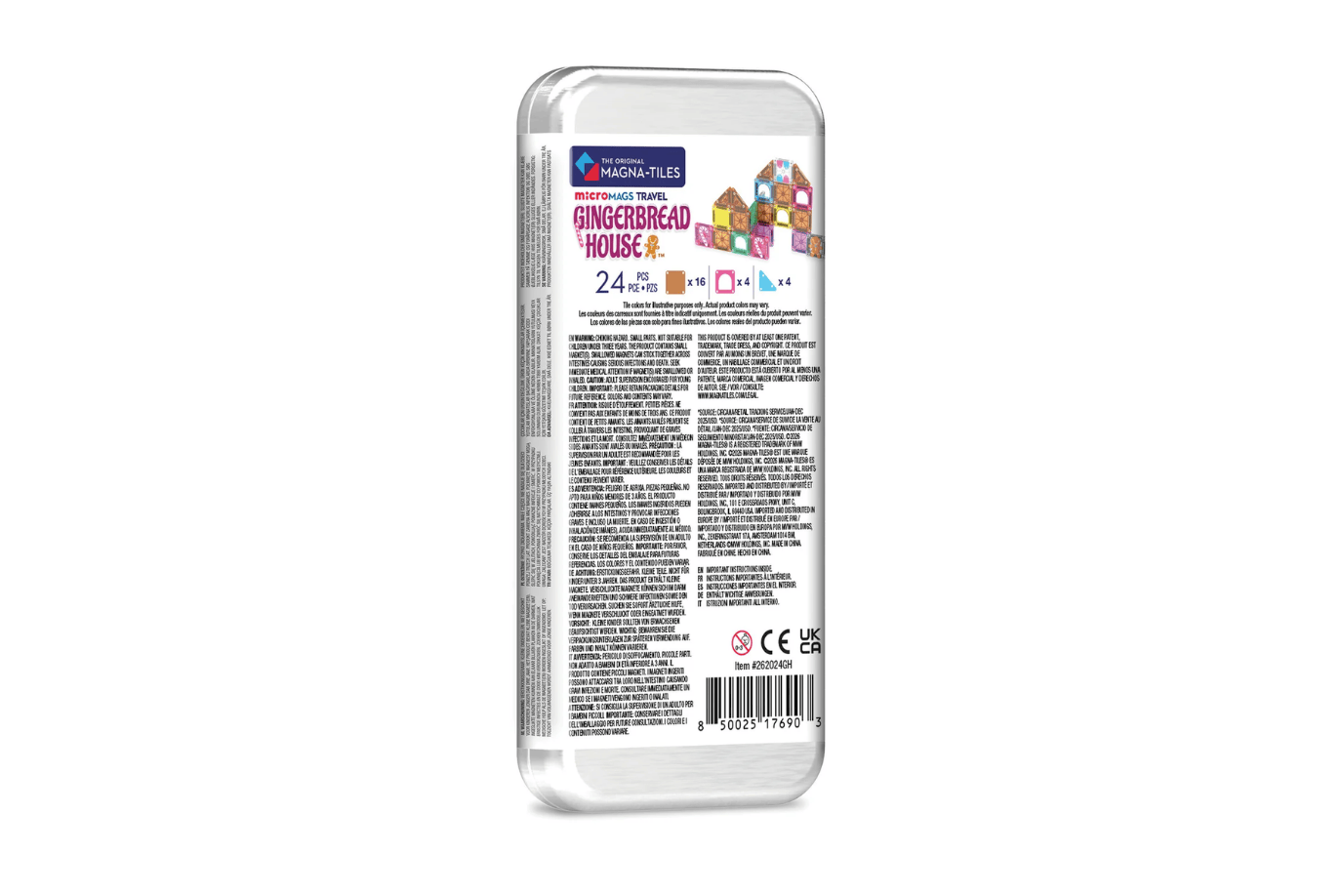 Valtech Magna Tiles MAGNA-TILES® microMAGS Gingerbread House - 24 Piece Travel Set