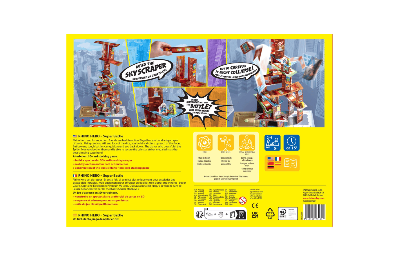 Haba Rhino Hero - Super Battle Stacking Game