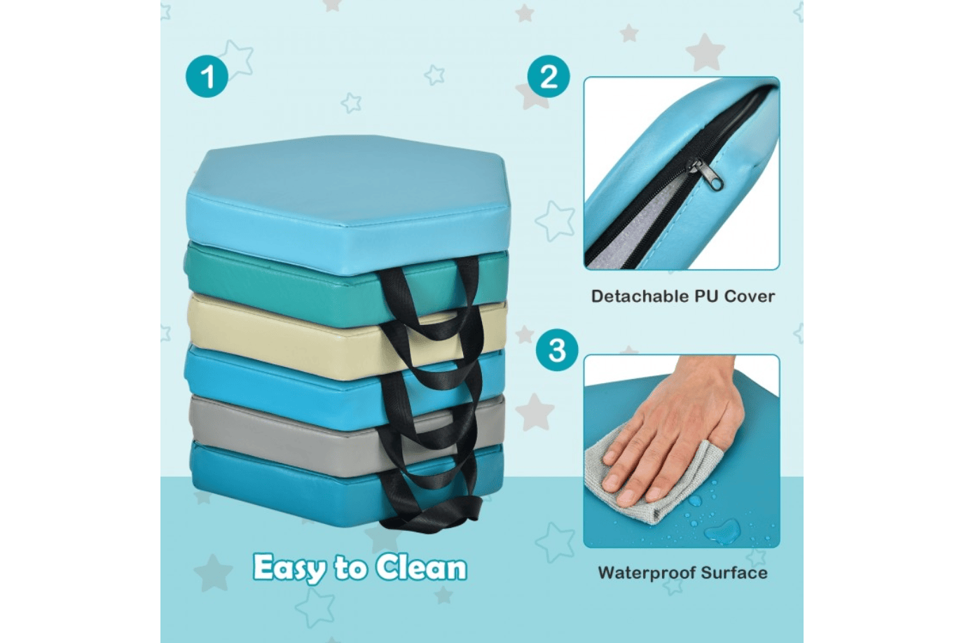 Costway Toddler Floor Cushions for Classroom - Set of 6