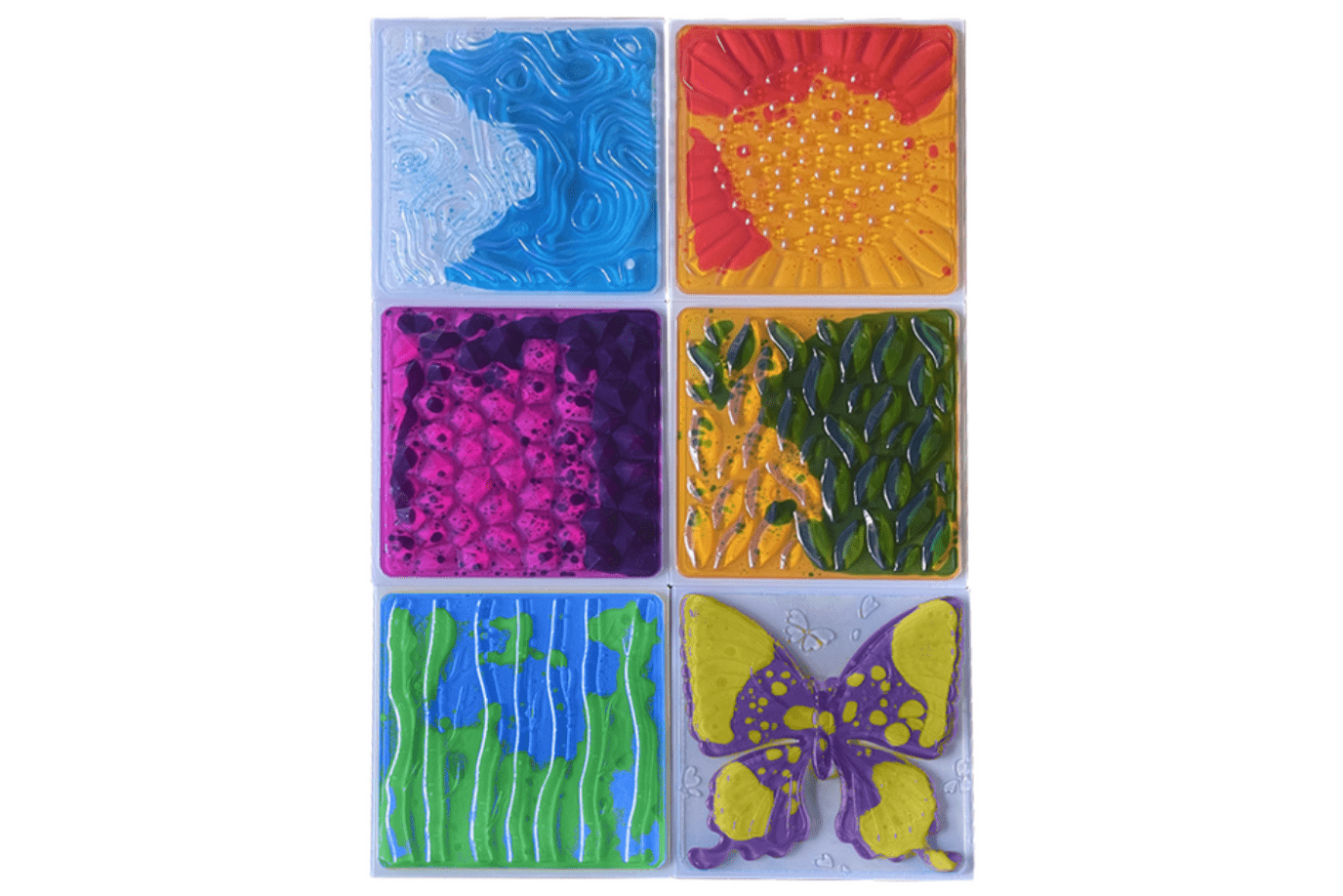 Stortz Toys 3D Textured Liquid Tiles - 6 Pack 3D Sensory Tiles