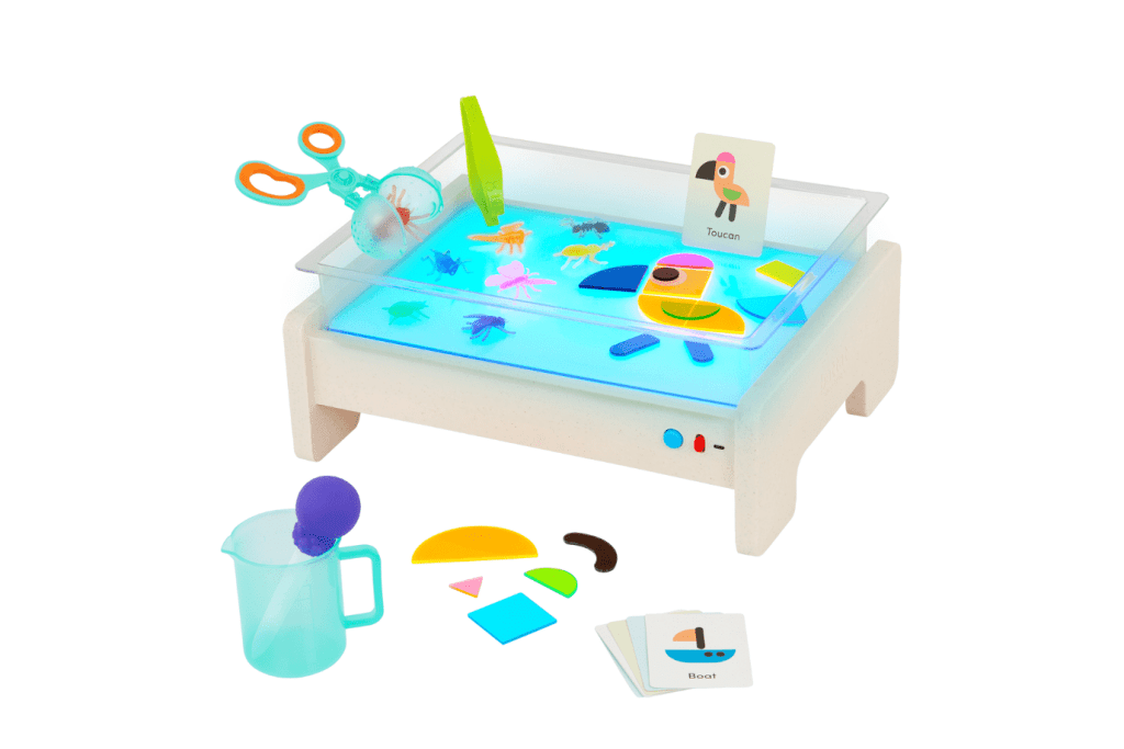Bright Explorer Educational Light Box Playset, light table for kids, sensory bins for preschoolers, best gifts for preschoolers, fine motor toys, The Montessori Room, Toronto, Ontario, Canada.