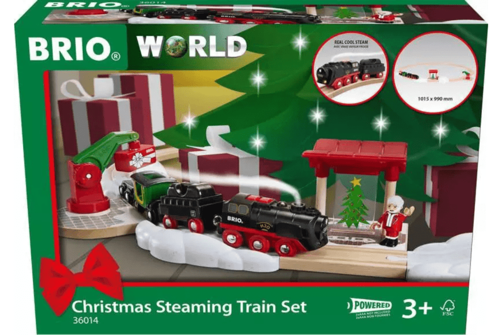BRIO Christmas Steaming Train Set, wooden train set, Christmas train set, best wooden train sets, The Montessori Room, Toronto, Ontario, Canada.