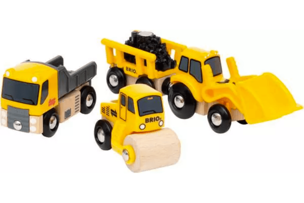 Construction Vehicles, Brio, Wooden train sets, best wooden train sets, wooden train accessories, best gifts for train lovers, The Montessori Room, Toronto, Ontario, Canada.