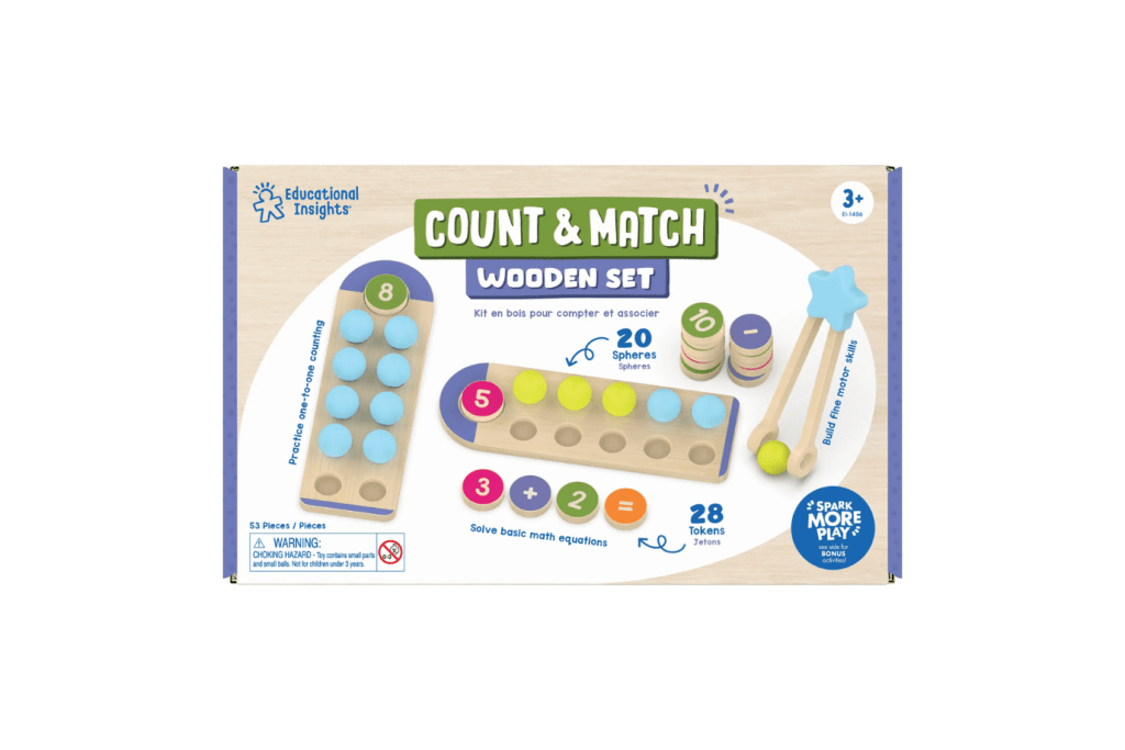 Count & Match Wooden Set, hands-on learning toys, toys that teach children math, toys that teach children arithmetic, Educational Insights, The Montessori Room, Toronto, Ontario, Canada.
