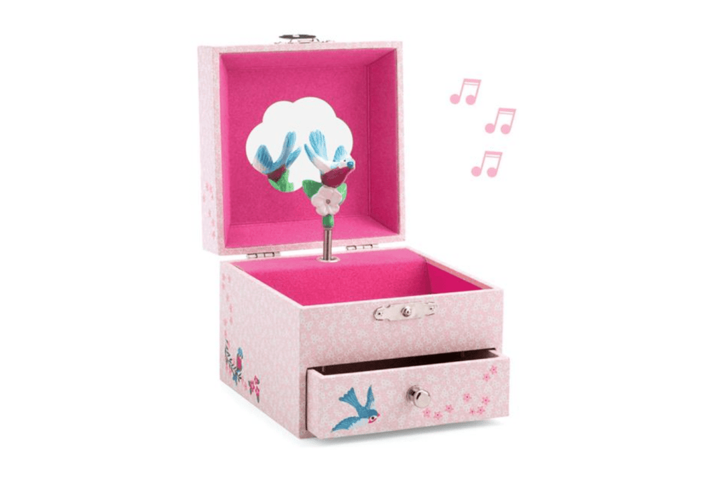 Djeco Finch's Melody music box, djeco music box, kids jewelry box, kids music box, children's jewelry box, jewelry box for kids toronto, mermaid themed gifts, Toronto, Canada
