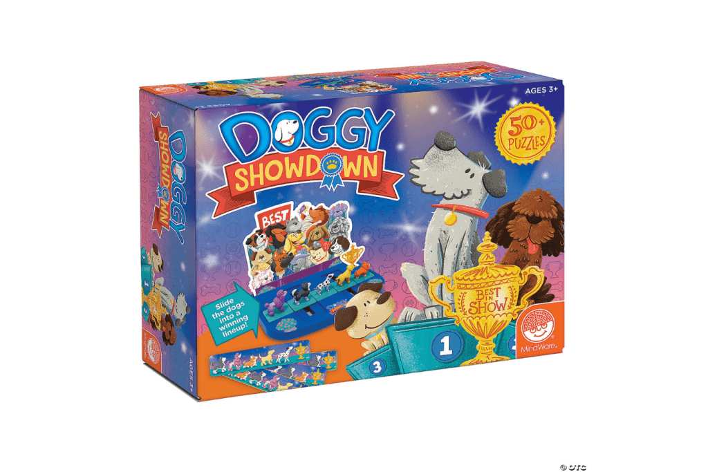 Doggy Showdown - Logic Puzzle Game, MindWare games, family board games, best games for kids, family game night, The Montessori Room, Toronto, Ontario, Canada.