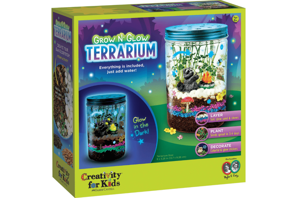 Grow N' Glow Terrarium, indoor gardening kits for children, gifts for children who like to garden, gifts for children who love nature, The Montessori Room, Toronto, Ontario, Canada.
