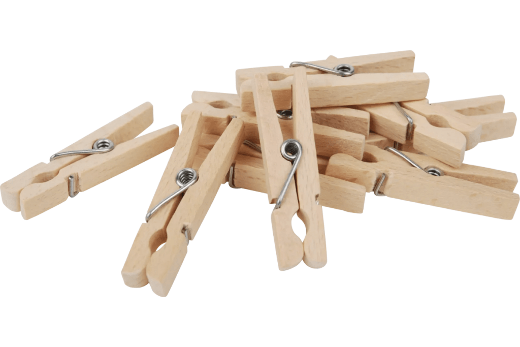 High Quality Wooden Clothes Pins, Redecker, Montessori fine motor activities, tools for independence, clothes pins for a drying rack, Montessori clothes pins, The Montessori Room, Toronto, Ontario, Canada.