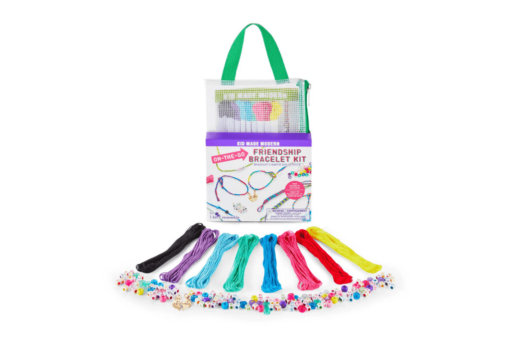 Kid Made Modern On-The-Go Friendship Bracelet Kit, 5 years and up, arts and crafts for kids, gifts for creative kids, crafty gifts for kids, The Montessori Room, Toronto, Ontario, Canada.