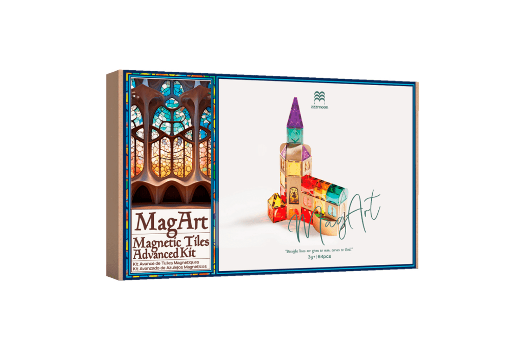 MagArt - Magnetic Tiles Advanced Kit - 64 pieces, sensory toys, building toys, creative toys, open-ended toys, The Montessori Room, Toronto, Ontario, Canada.