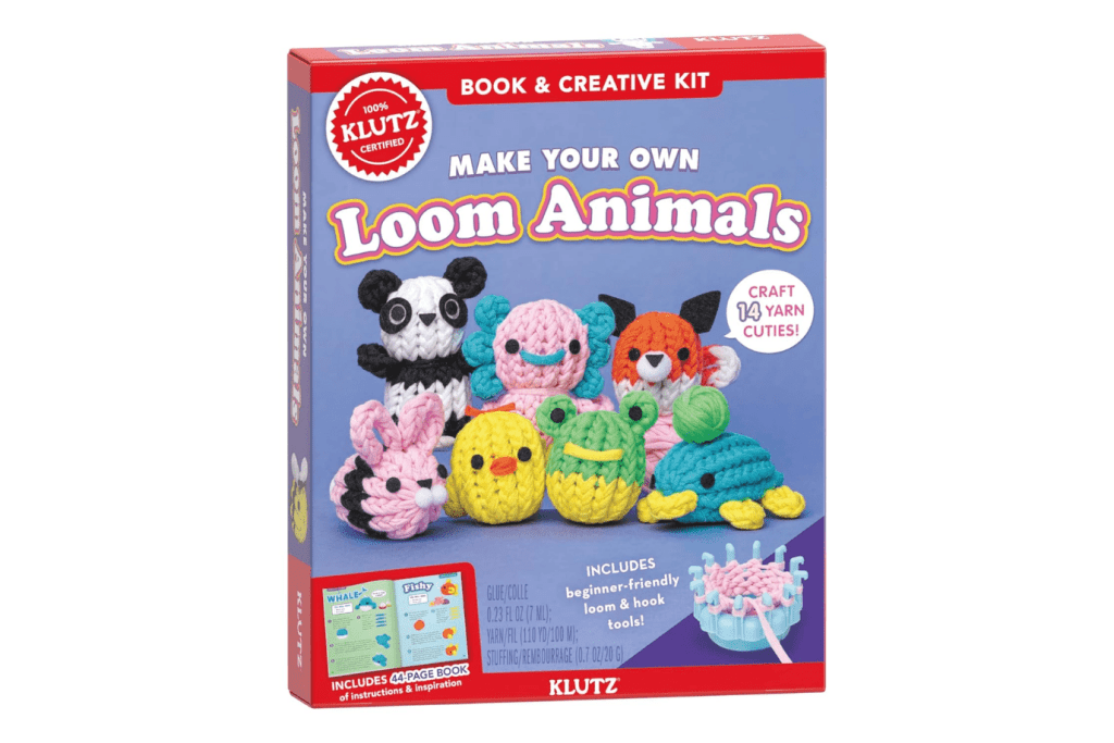 the wobbles, crochet kit fort kids, Make Your Own Loom Animals Created By Editors of Klutz, craft kits, loom kits, gifts for creative kids, gifts for kids who like to sew, The Montessori Room, Toronto, Ontario, Canada.