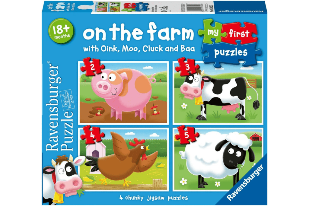 My First Puzzle - On The Farm - 2, 3, 4, 5pc Puzzles, jigsaw puzzles for toddlers, Ravensburger Puzzles for kids, best puzzles for toddlers, high quality jigsaw puzzles, The Montessori Room, Toronto, Ontario, Canada.
