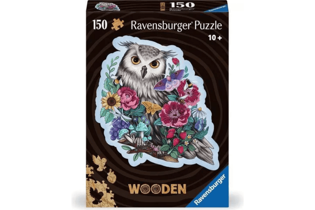 Mysterious Owl 150 Piece Wooden Puzzle, Ravensburger, best puzzles for 10 years and up, unique puzzles, best gifts for 10 years and up, The Montessori Room, Toronto, Ontario, Canada.