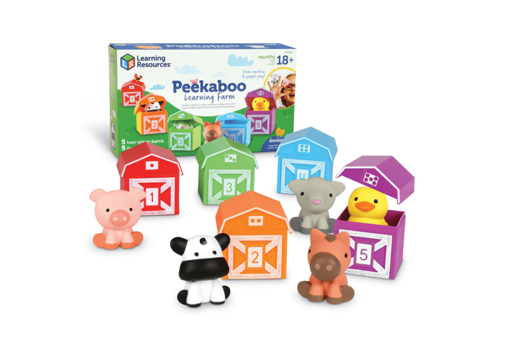 Learning ResourcesPeekaboo Learning Farm - Counting and Colour Matching Activities for toddlers, teach toddler colours, teach toddlers numbers, finger puppets for toddlers, Toronto, Canada