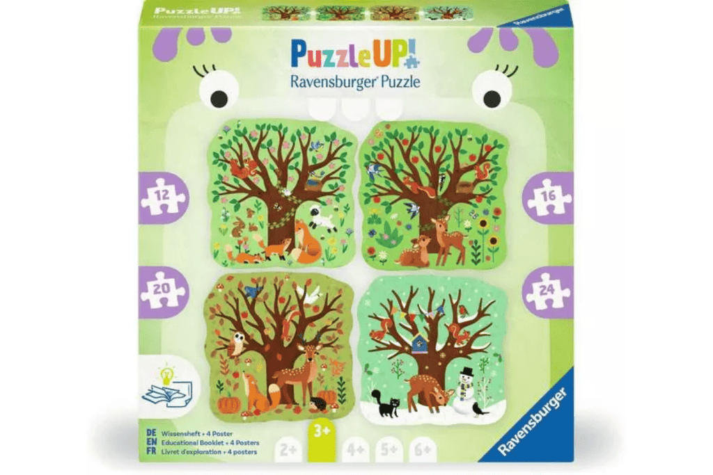 Puzzle UP! Four Seasons - 12, 16, 20 and 24 Piece Puzzles, Ravensburger, introductory jigsaw puzzles for preschoolers, progressive jigsaw puzzles, best gifts for 3 year olds, best gifts for 4 year olds, The Montessori Room, Toronto, Ontario, Canada.