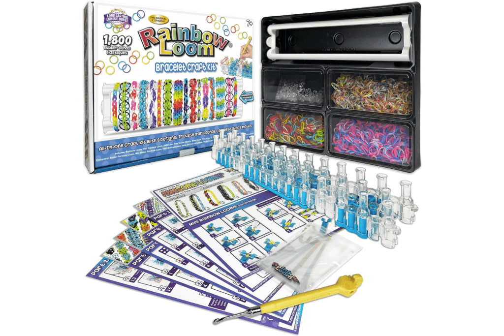 Rainbow Loom Bracelet Craft Kit, award-winning crafts for kids, gifts for crafty kids, craft kits for kids, travel crafts, The Montessori Room, Toronto, Ontario, Canada.
