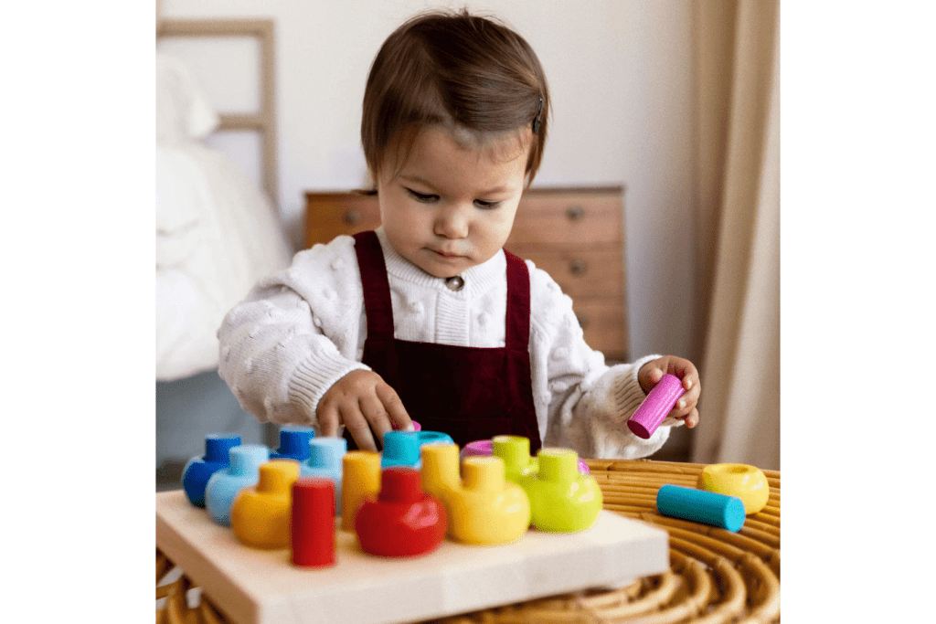 Rainbow Whirls Wooden Sorting and Stacking Game