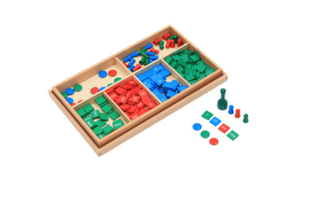 Stamp Game, Montessori Casa Materials, Montessori Elementary Materials, Montessori Math Materials, Decimal System, The Montessori Room, Toronto, Ontario, Canada.