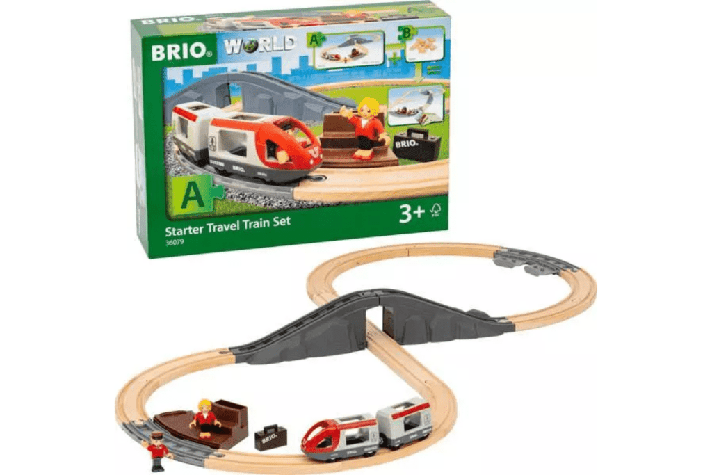 BRIO World Train Set Starter Travel Train Set, wooden train set, best wooden train set, high quality wooden train set, best gifts for kids, The Montessori Room, Toronto, Ontario, Canada.