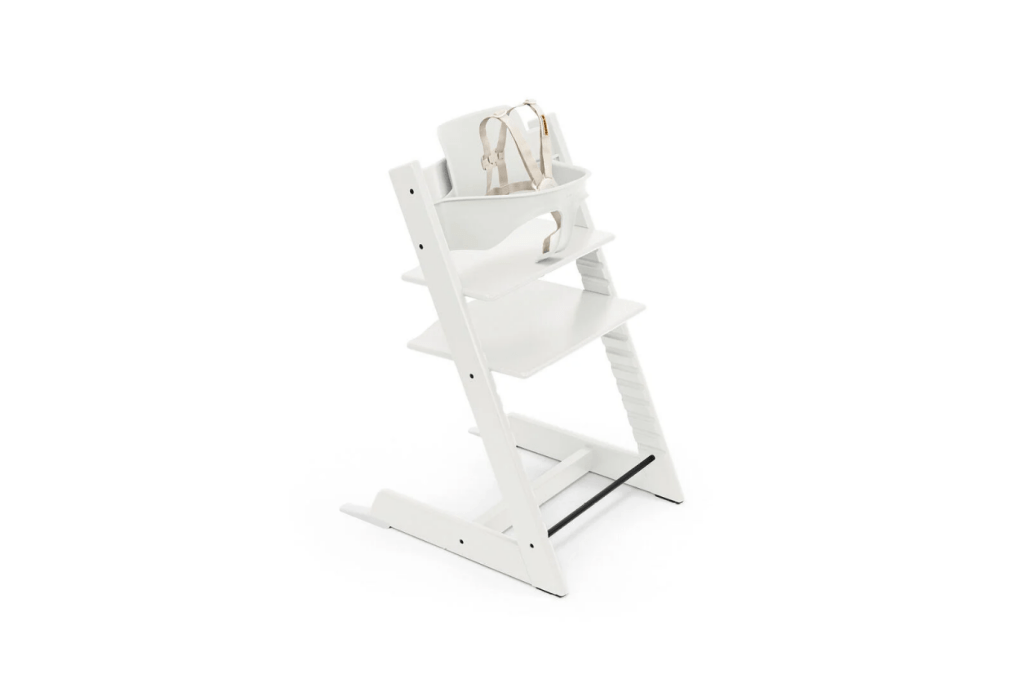 Stokke high chair White Stokke Tripp Trapp® High Chair With Baby Set (Updated 2024 Version)