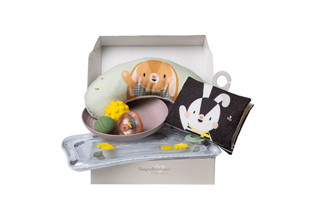 Taf Toys Tummy Time Essentials Kit, 7 developmental toys for tummy time, best gifts for newborn, best gifts for new baby, best gifts for baby, best toys for baby, best toys for new baby, best newborn toys, sensory toys for newborns, The Montessori Room, Toronto, Ontario, Canada.