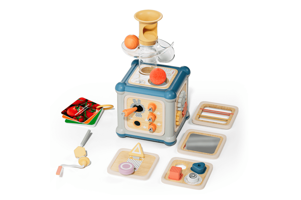 Top Bright Activity Cube (10-in-1), Motoric Master 10-in-1, best toys for toddlers, fine motor toys for toddlers, best gifts for toddlers, Lovevery Subscription Box, The Babbler Play kit (months 13-15), buying lovevery products individually, lovevery Canada, The Montessori Room, Toronto, Ontario, Canada.
