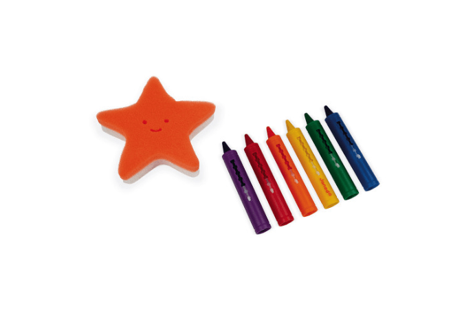 Bath Crayons, Colouring in the Bath, Bath Pencils, Janod, Bath toys, bath crayons and sponge, bath time art, ways to make bath time fun for little kids, The Montessori Room, Toronto, Ontario, Canada
