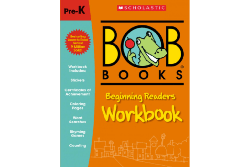 Bob Books:  Beginning Readers Workbook, Workbook for Alphabet sets, Workbook for Beginning Readers sets, Workbook for Rhyming Words sets, teaching children to read, best books for teaching children to read, pre-k, kindergarten, best-selling learn to read series, colouring pages, word searches, rhyming games, counting, stickers, certificate of achievement, The Montessori Room, Toronto, Ontario, Canada.