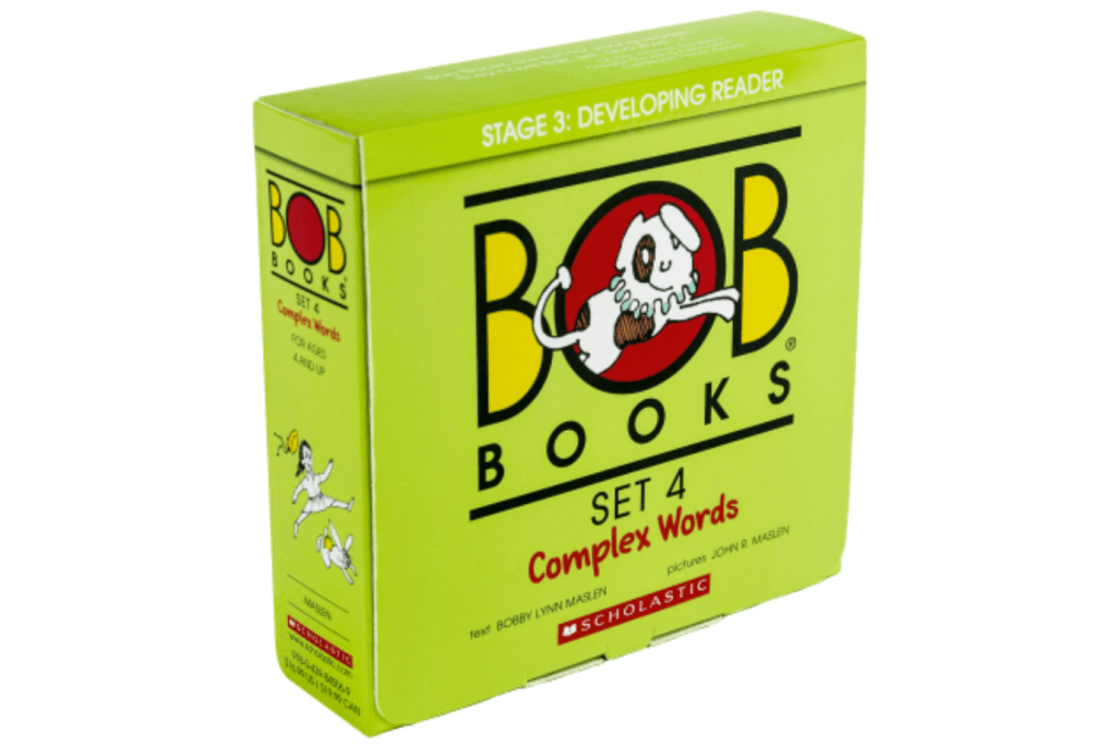 Bob Books Set 4: Complex Words, books for developing readers, best books for teaching children to read, phonics, ages 4 to 6, decoding, sight words, 8 books in set, best selling books for teaching children to read, The Montessori Room, Toronto, Ontario, Canada.