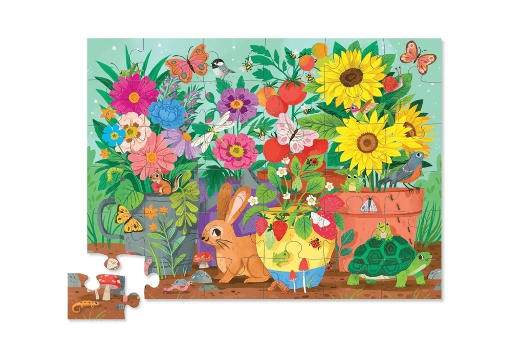 Crocodile Creek Garden Friends Puzzle, 3 years and up, best jigsaw puzzles for kids, beautiful puzzles for kids, sturdy design, best selling puzzles for kids, floor puzzle, The Montessori Room, Toronto, Ontario, Canada. 
