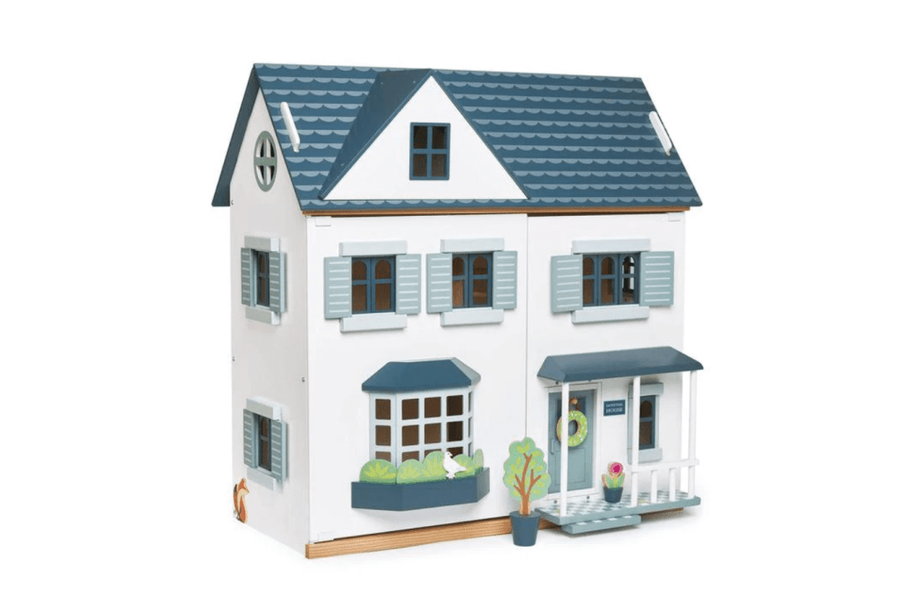 Dovetail House by Tender Leaf Toys, 3 years and up, wooden doll house, 6 room doll house, gender neutral colours, toys for pretend play, best doll house for kids, The Montessori Room, Toronto, Ontario, Canada.