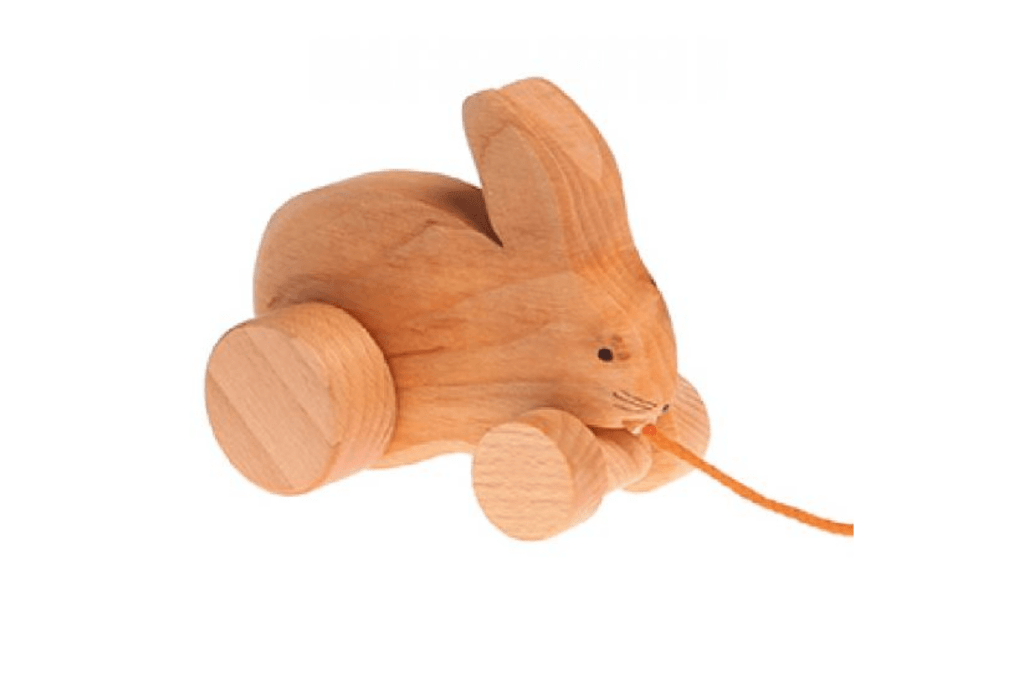 Grimm's Bobbing Rabbit, Pull Toy, 1 year and up, toys for toddlers, wooden toys for toddlers, easter gift for toddlers, The Montessori Room, Toronto, Ontario, Canada.