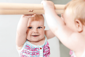 Infant Toddler Mirror with Wooden Bar