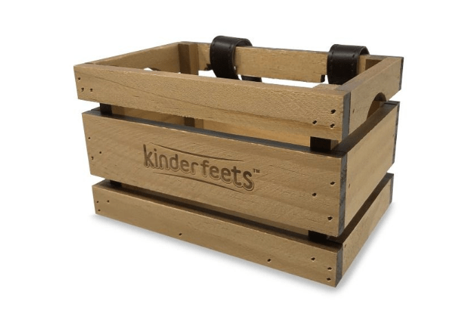 Kinderfeets crate, bike basket for toddlers, wooden bike basket, Toronto, Canada