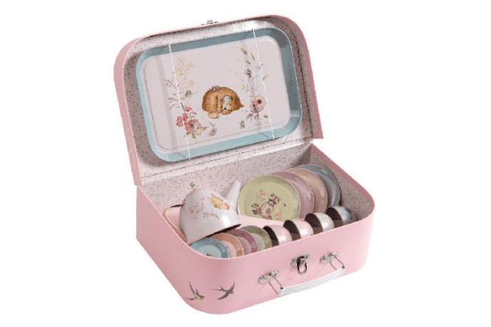 Les Rosalies Toddler Tea Set - The Montessori Room, Toronto, Ontario, Canada, toddler tea set, children's tea set, best gift for 3 year old, imaginative toys, imaginative play, classic toys, best tea set, tea set in carrying case, bestselling toys