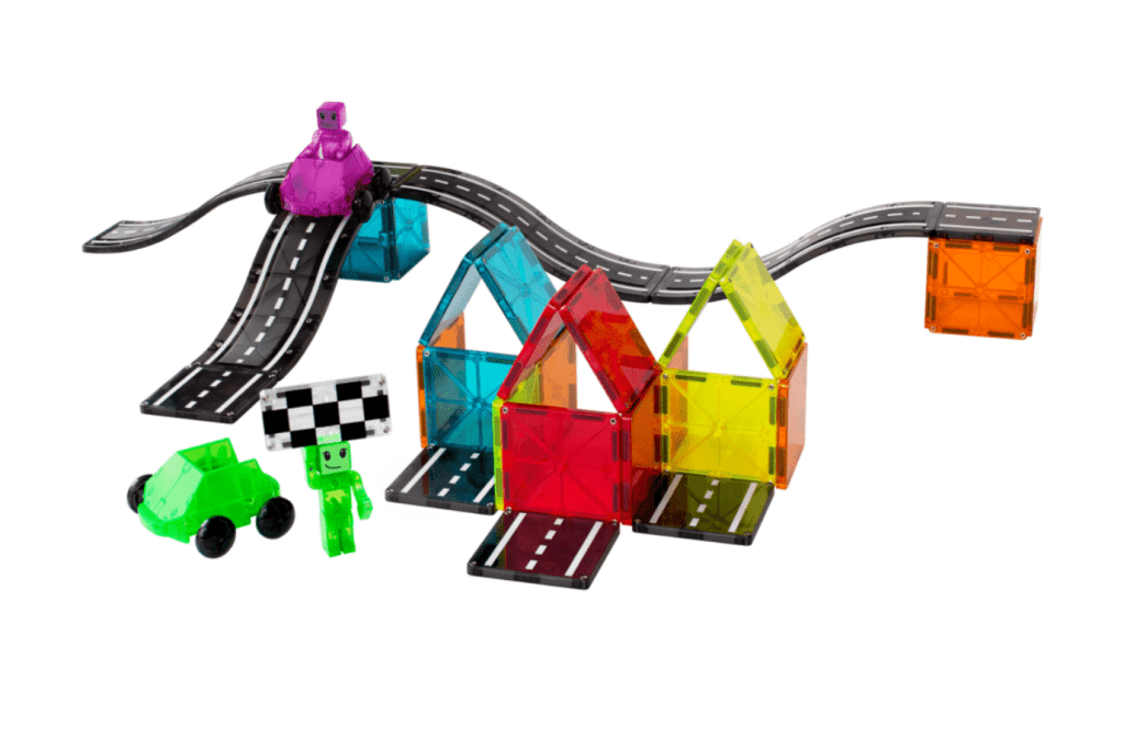 MAGNA-TILES Downhill Duo 40-Piece Set, magnatiles cars, Magnatiles roads, magna tiles set with cars, new magna tiles set, magnatiles Toronto, Canada, in store Toronto