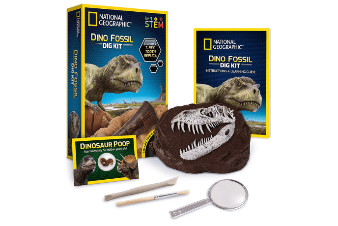 National Geographic Dino Fossil Dig Kit, National Geographic Toys, dig kit, science kit, STEM toys, educational toys, dinosaur fossil toys, dinosaur dig kit, best toys for 8 year olds, dinosaur tooth, T-Rex toys, The Montessori Room, Toronto, Ontario, Canada