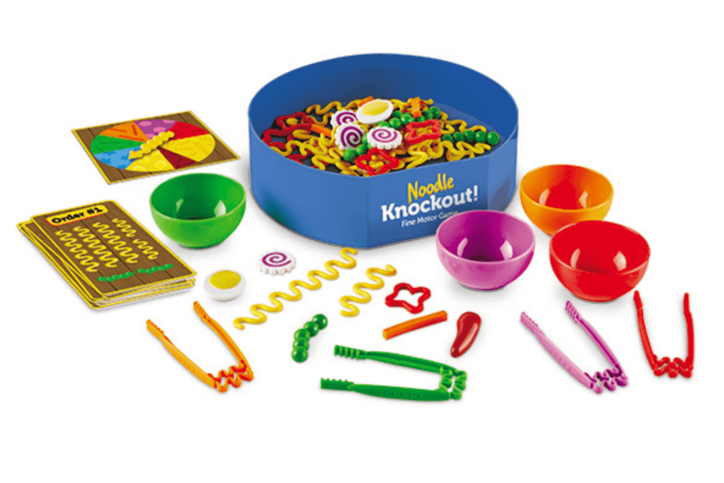 Learning Resources Noodle Knockout! Fine Motor Game,Fine Motor Skills Toys, 67 Pieces, Ages 4+. best games for four year olds, best games for five year olds, fun games for six year olds, family game night with young kids, family games for young kids, Toronto, Canada