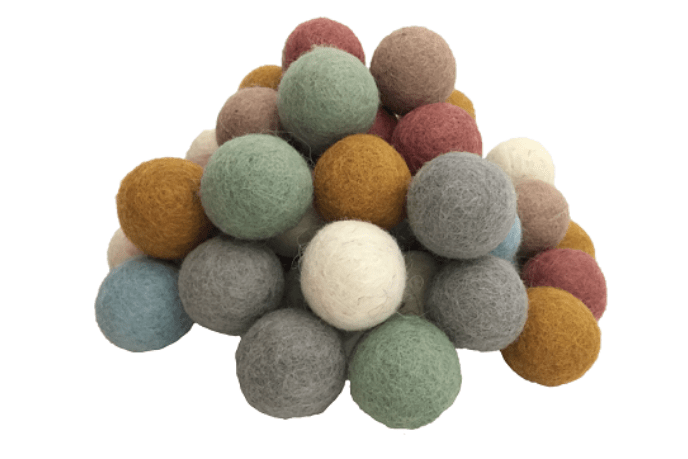 Papoose Felt Earth Balls (3.5cm, 49 Balls) - The Montessori Room, natural pom poms, wool pom poms, Toronto, Ontario, Canada, loose parts, sensory table materials, Montessori materials, shelf work